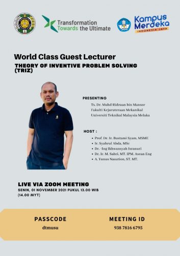 World Class Guest Lecturer (Theory of Inventive Problem Solving)